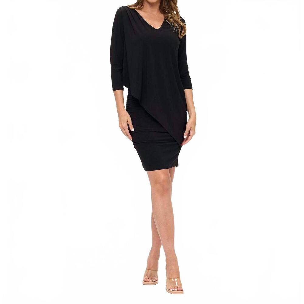 NEW LAST TANGO 3/4 sleeve cocktail dress in black
